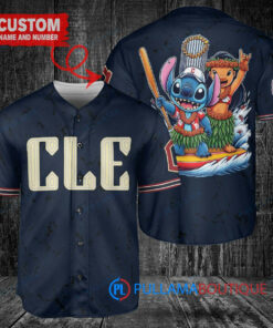 Cleveland Guardians x Lilo & Stitch with Trophy Baseball Jersey Navy City Connect