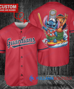 Cleveland Guardians x Lilo & Stitch with Trophy Baseball Jersey Red