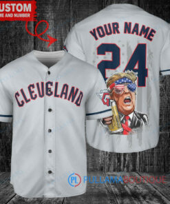 Cleveland Guardians x Limited Edition with World Series Trophy Custom Baseball Jersey Gray