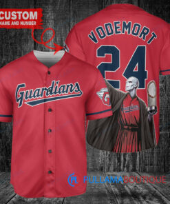 Cleveland Guardians x Lord Voldemort Harry Potter with Trophy Custom Baseball Jersey Red