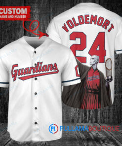 Cleveland Guardians x Lord Voldemort Harry Potter with Trophy Custom Baseball Jersey White