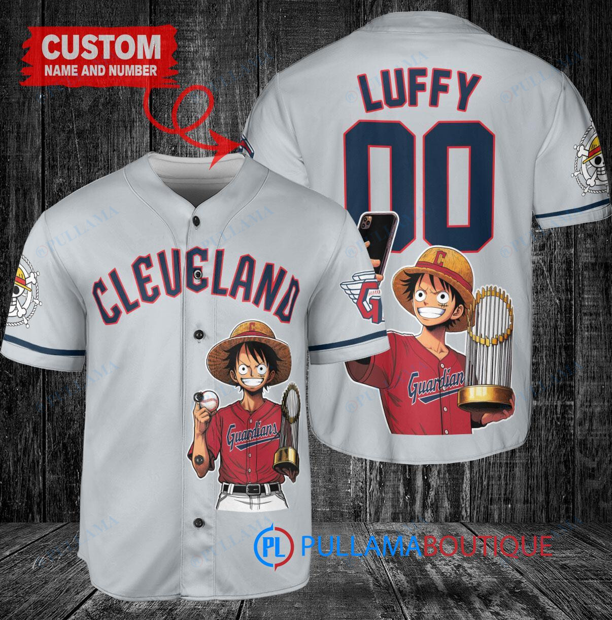 Boston Red Sox x Luffy One Piece with Trophy Custom Baseball Jersey Red