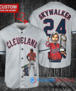 Cleveland Guardians x Luke Skywalker Star Wars with Trophy Custom Baseball Jersey Gray