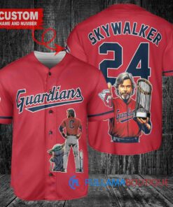 Cleveland Guardians x Luke Skywalker Star Wars with Trophy Custom Baseball Jersey Red