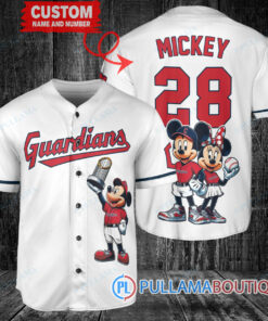 Cleveland Guardians x Mickey and Minnie with Trophy Baseball Jersey White