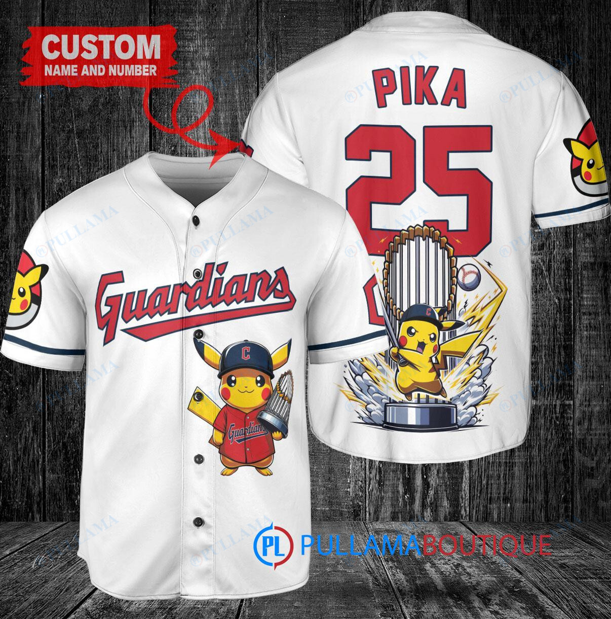 Tampa Bay Rays x Pikachu Pokemon with Trophy Custom Baseball Jersey White Home Replica