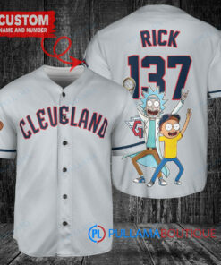 Cleveland Guardians x Rick and Morty with Trophy Custom Baseball Jersey Gray