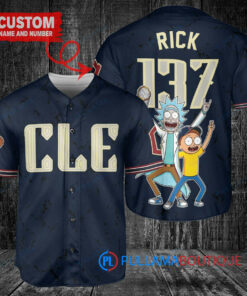 Cleveland Guardians x Rick and Morty with Trophy Custom Baseball Jersey Navy City Connect