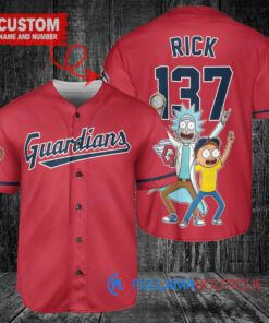 Cleveland Guardians x Rick and Morty with Trophy Custom Baseball Jersey Red