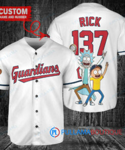 Cleveland Guardians x Rick and Morty with Trophy Custom Baseball Jersey White