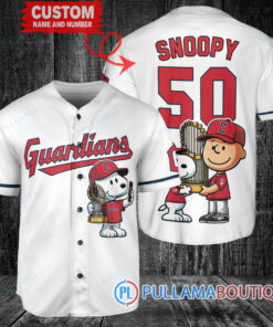 Cleveland Guardians x Snoopy and Charlie Brown with Trophy Baseball Jersey White