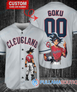 Cleveland Guardians x Son Goku Kakarot Super Saiyan Dragon Ball Z with Trophy Baseball Jersey Gray V2