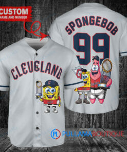 Cleveland Guardians x SpongeBob SquarePants with Trophy Custom Baseball Jersey Gray