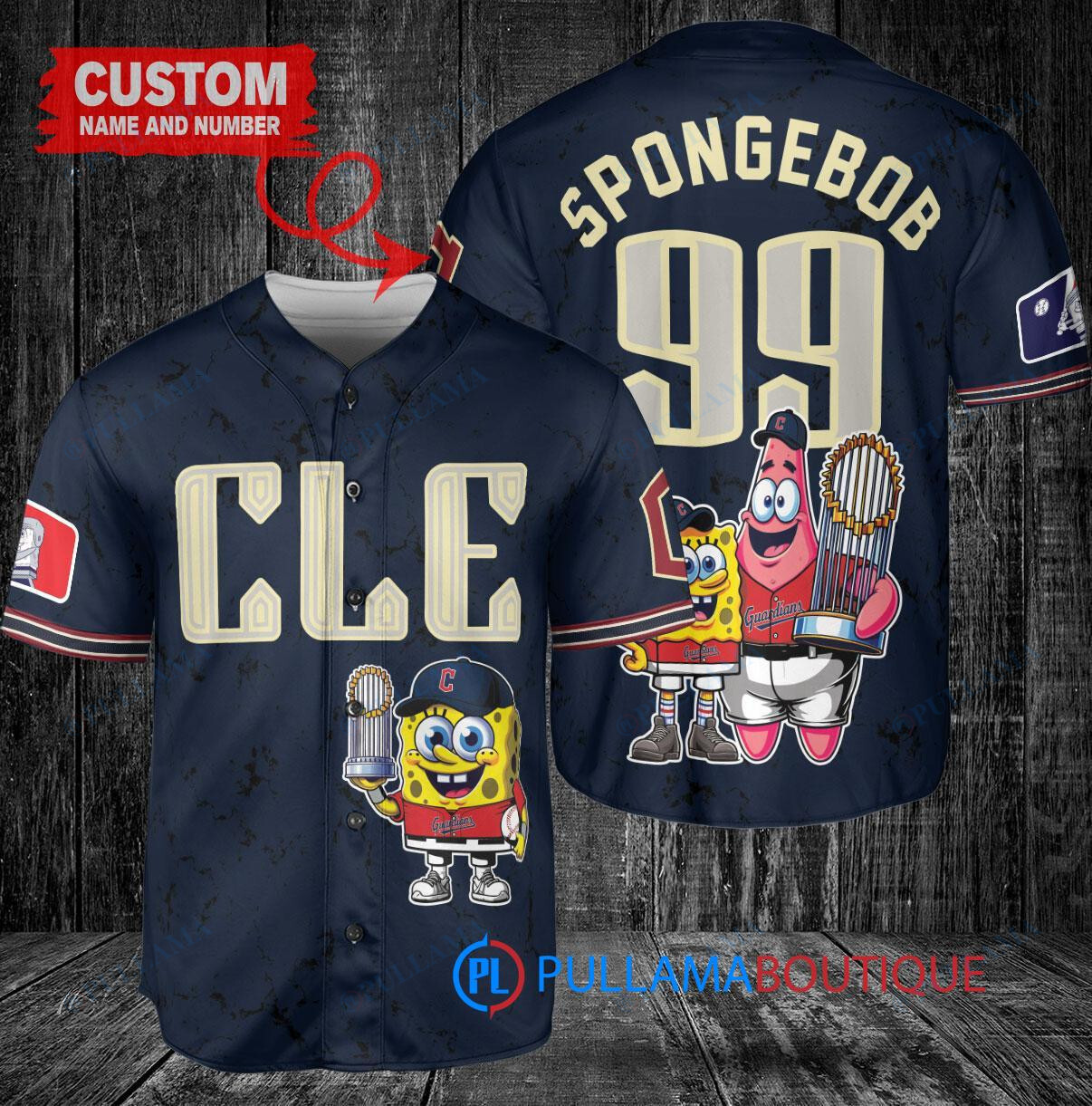 Milwaukee Brewers x SpongeBob SquarePants with Trophy Custom Baseball Jersey Blue City Connect