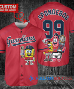 Cleveland Guardians x SpongeBob SquarePants with Trophy Custom Baseball Jersey Red