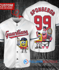 Cleveland Guardians x SpongeBob SquarePants with Trophy Custom Baseball Jersey White