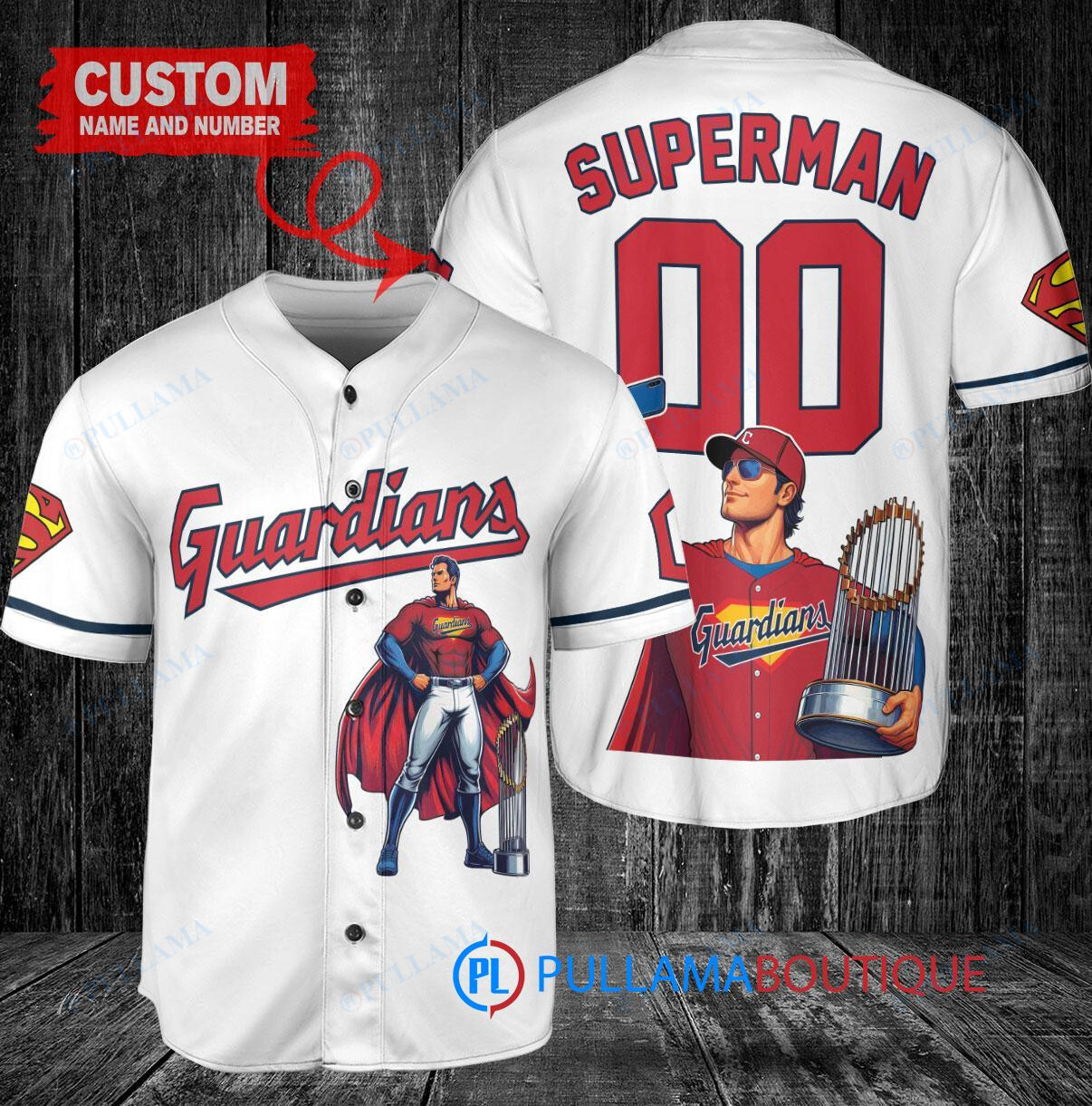 New York Yankees x Superman DC Comics with Trophy Custom Baseball Jersey White