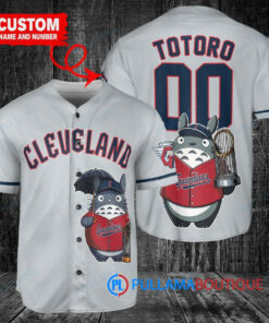 Cleveland Guardians x Totoro Studio Ghibli with Trophy Custom Baseball Jersey Gray