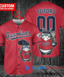 Cleveland Guardians x Totoro Studio Ghibli with Trophy Custom Baseball Jersey Red