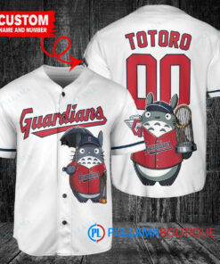 Cleveland Guardians x Totoro Studio Ghibli with Trophy Custom Baseball Jersey White