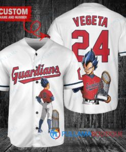 Cleveland Guardians x Vegeta Super Saiyan Dragon Ball Z with Trophy Custom Baseball Jersey White