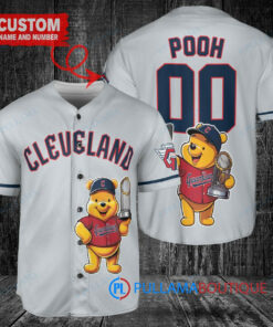 Cleveland Guardians x Winnie the Pooh with Trophy Custom Baseball Jersey Gray