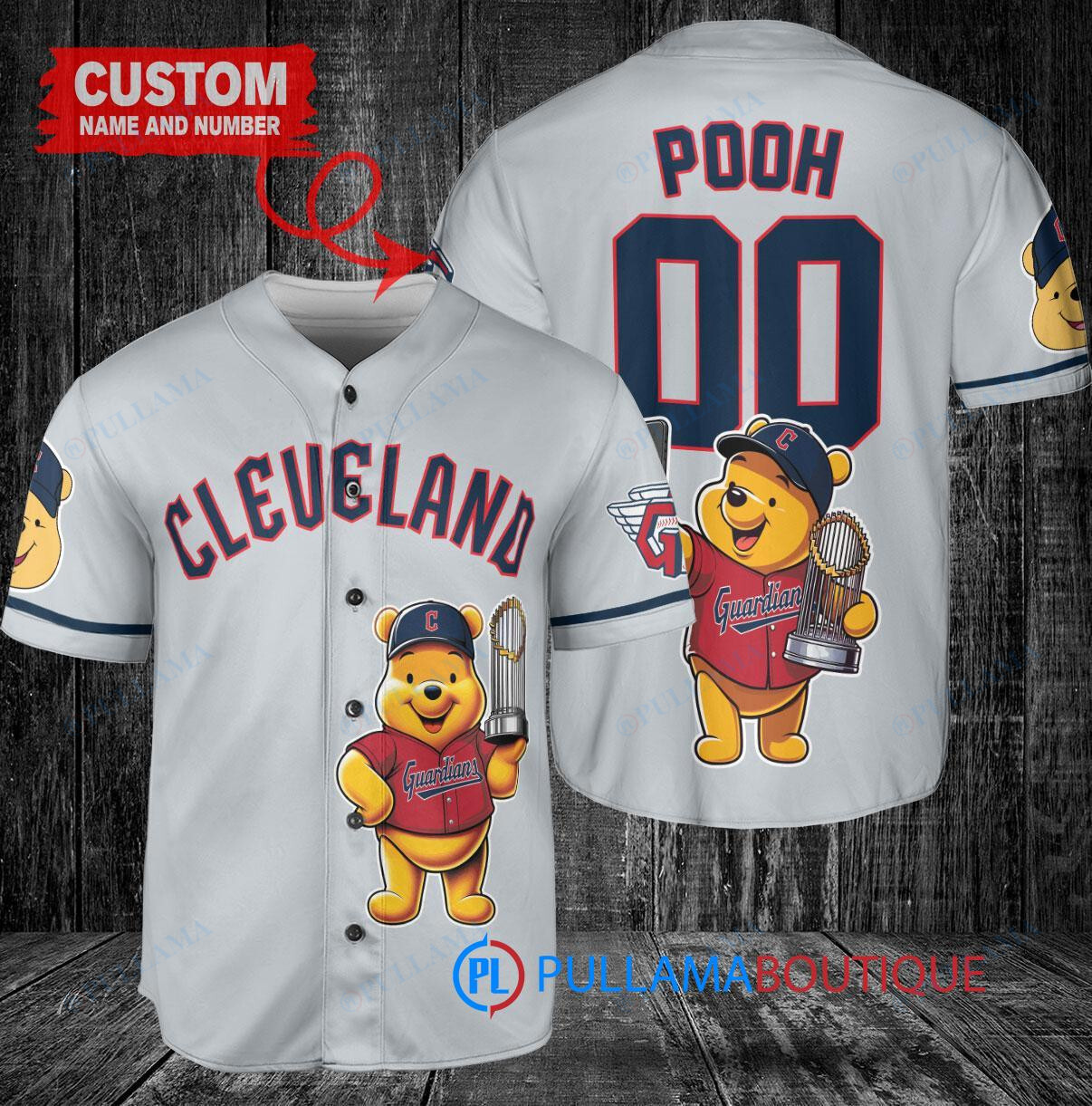 Tampa Bay Rays x Winnie the Pooh with Trophy Custom Baseball Jersey White Home Replica