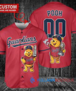 Cleveland Guardians x Winnie the Pooh with Trophy Custom Baseball Jersey Red