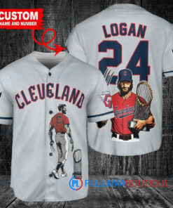 Cleveland Guardians x Wolverine Logan with Trophy Custom Baseball Jersey Gray