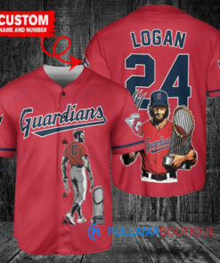 Cleveland Guardians x Wolverine Logan with Trophy Custom Baseball Jersey Red