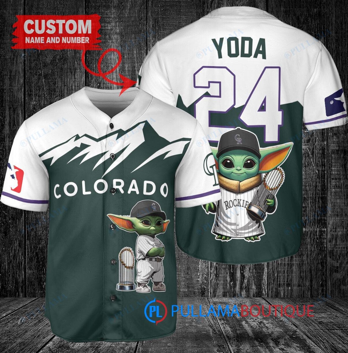 Texas Rangers x Baby Yoda Star Wars The Mandalorian with Trophy Custom Baseball Jersey Cream