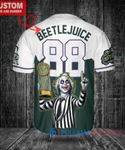 Colorado Rockies Beetlejuice Halloween World Series Trophy Baseball Jersey Green