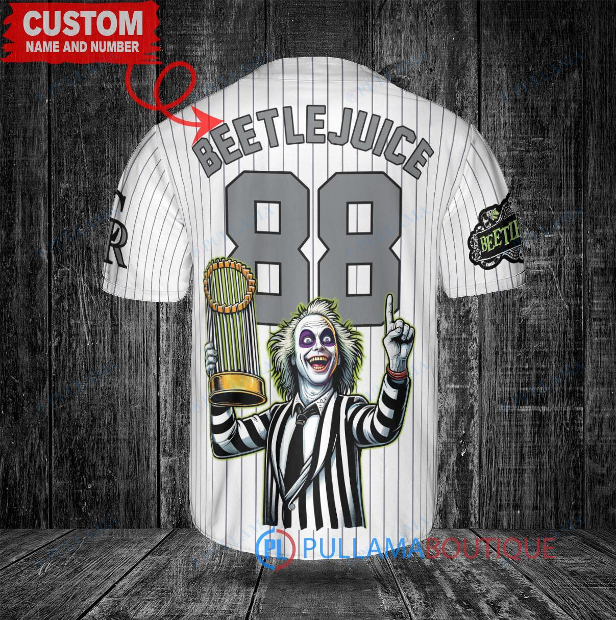 SD Padres Beetlejuice Halloween World Series Trophy Baseball Jersey Brown