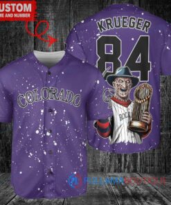 Colorado Rockies Freddy Krueger Halloween World Series Trophy Baseball Jersey