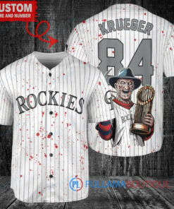 Colorado Rockies Freddy Krueger Halloween World Series Trophy Baseball Jersey White