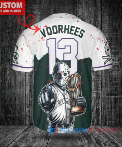 Colorado Rockies Jason Voorhees Halloween World Series Trophy Baseball Jersey Green