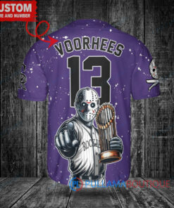 Colorado Rockies Jason Voorhees Halloween World Series Trophy Baseball Jersey Purple