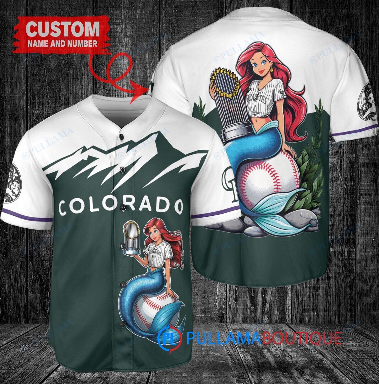 Tampa Bay Rays x Ariel Mermaid with Trophy Custom Baseball Jersey White Home Replica