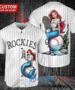 Colorado Rockies x Ariel Mermaid with Trophy Custom Baseball Jersey White