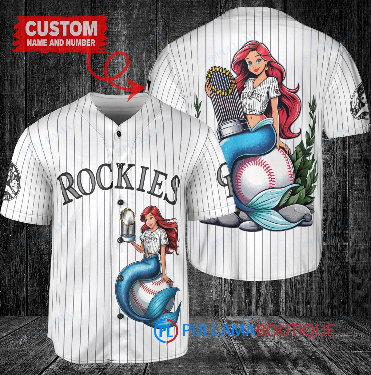 Arizona Diamondbacks x Ariel Mermaid with Trophy Custom Baseball Jersey White