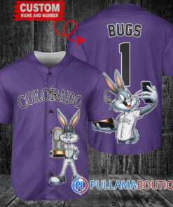 Colorado Rockies x Bugs Bunny with Trophy Baseball Jersey Purple