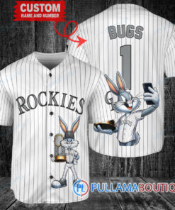 Colorado Rockies x Bugs Bunny with Trophy Baseball Jersey White