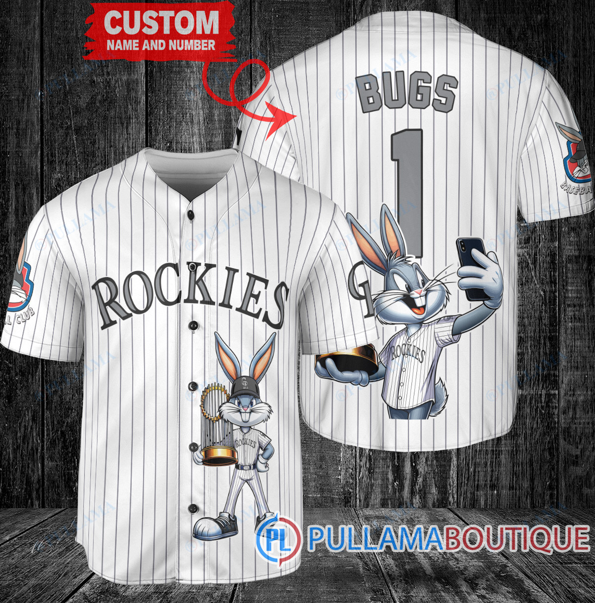 Los Angeles Dodgers x Bugs Bunny with Trophy Baseball Jersey Gray