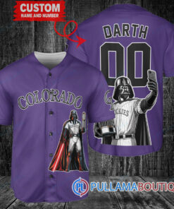 Colorado Rockies x Darth Vader Star Wars with Trophy Baseball Jersey Purple