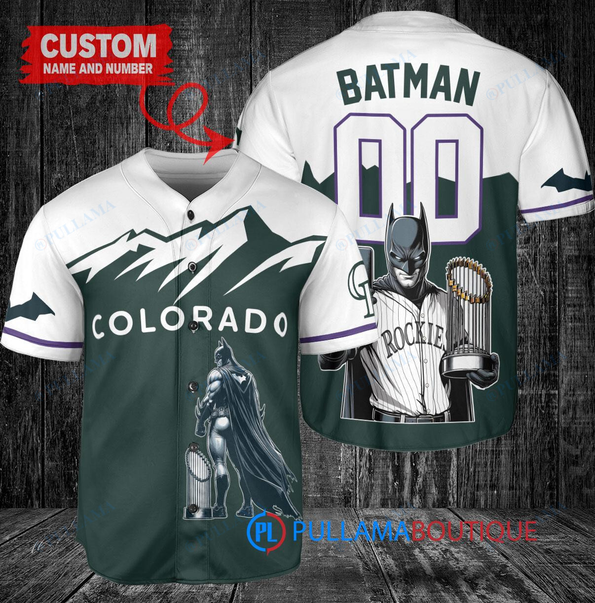 Texas Rangers x DC Comics Batman The Dark Knight with Trophy Custom Baseball Jersey Cream