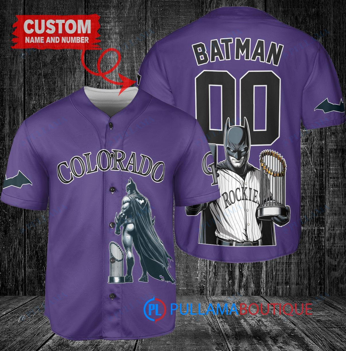 Houston Astros x DC Comics Batman The Dark Knight with Trophy Custom Baseball Jersey Gray