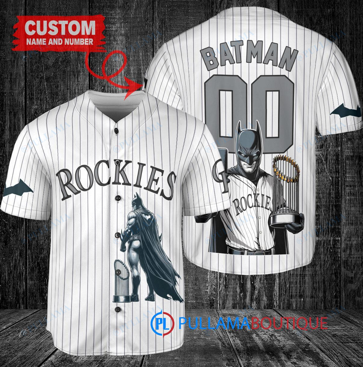 Kansas City Royals x DC Comics Batman The Dark Knight with Trophy Custom Baseball Jersey Light Blue