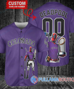 Colorado Rockies x Deadpool with Trophy Baseball Jersey Purple