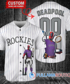 Colorado Rockies x Deadpool with Trophy Baseball Jersey White