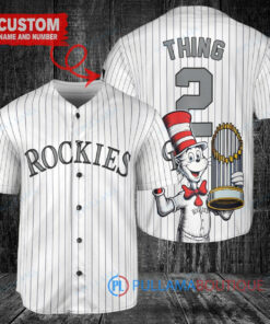 Colorado Rockies x Dr Seuss with World Series Trophy Custom Baseball Jersey White